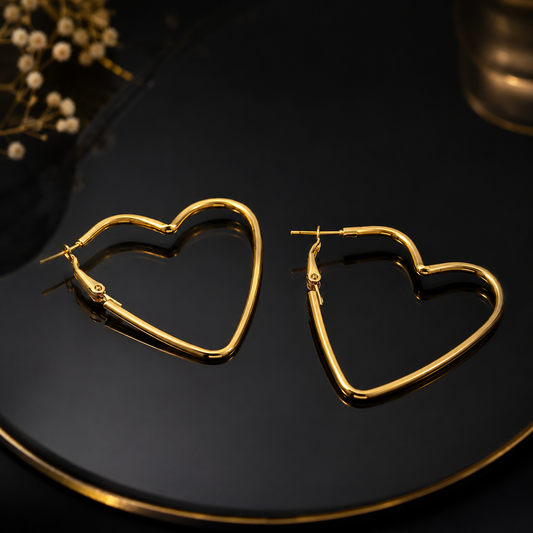 Golden Heart Hoop Earrings