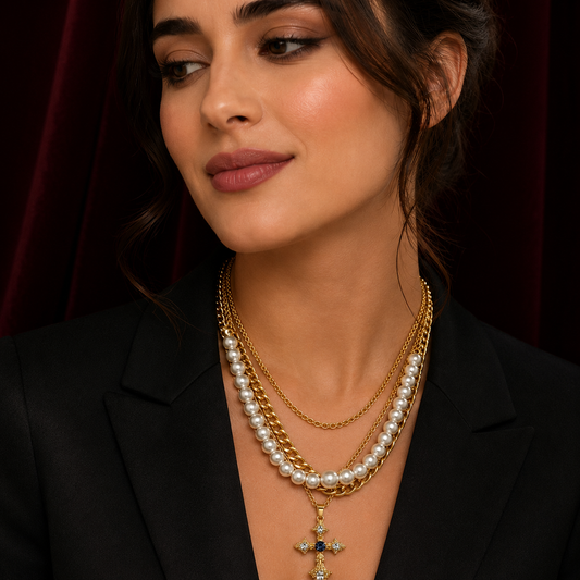 Royal Cross Pearl Necklace