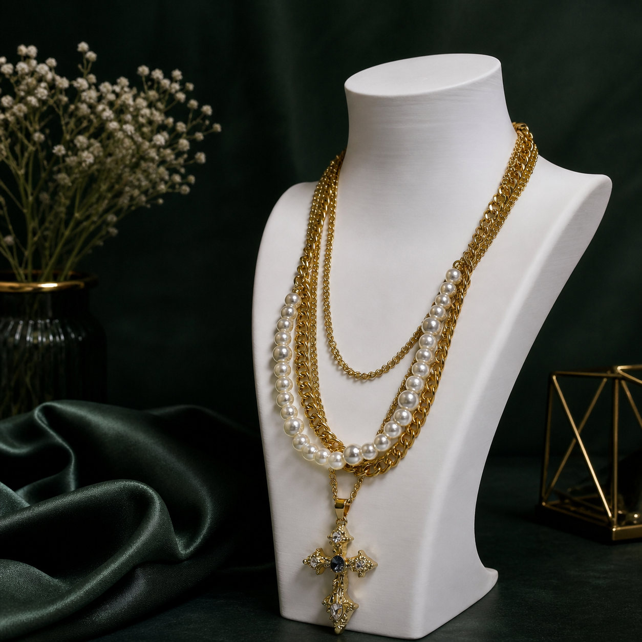 Royal Cross Pearl Necklace