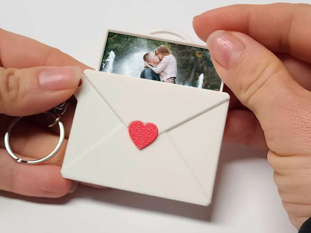 Mini Love Envelope Photo Keychain for Couples
