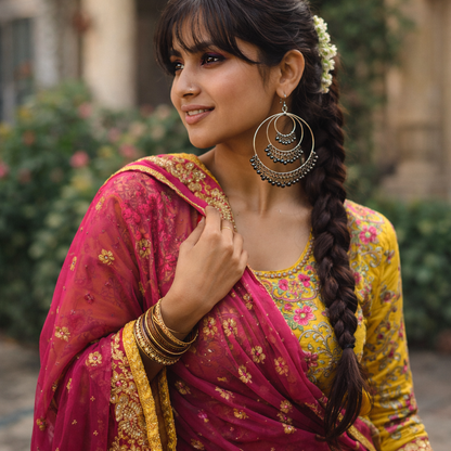 Triple Layer Oxidized Statement Jhumkas