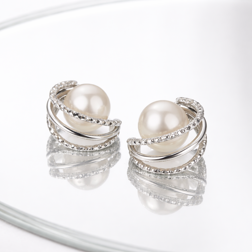 Modern Pearl Wrap Earrings