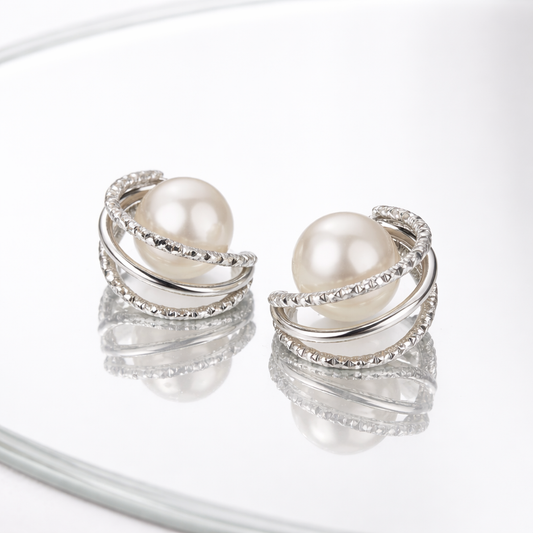 Modern Pearl Wrap Earrings