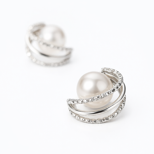 Modern Pearl Wrap Earrings