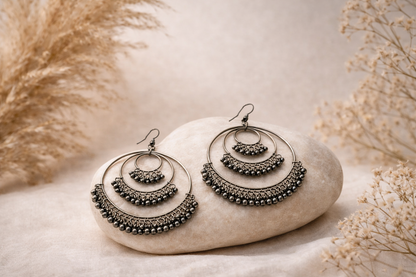 Triple Layer Oxidized Statement Jhumkas