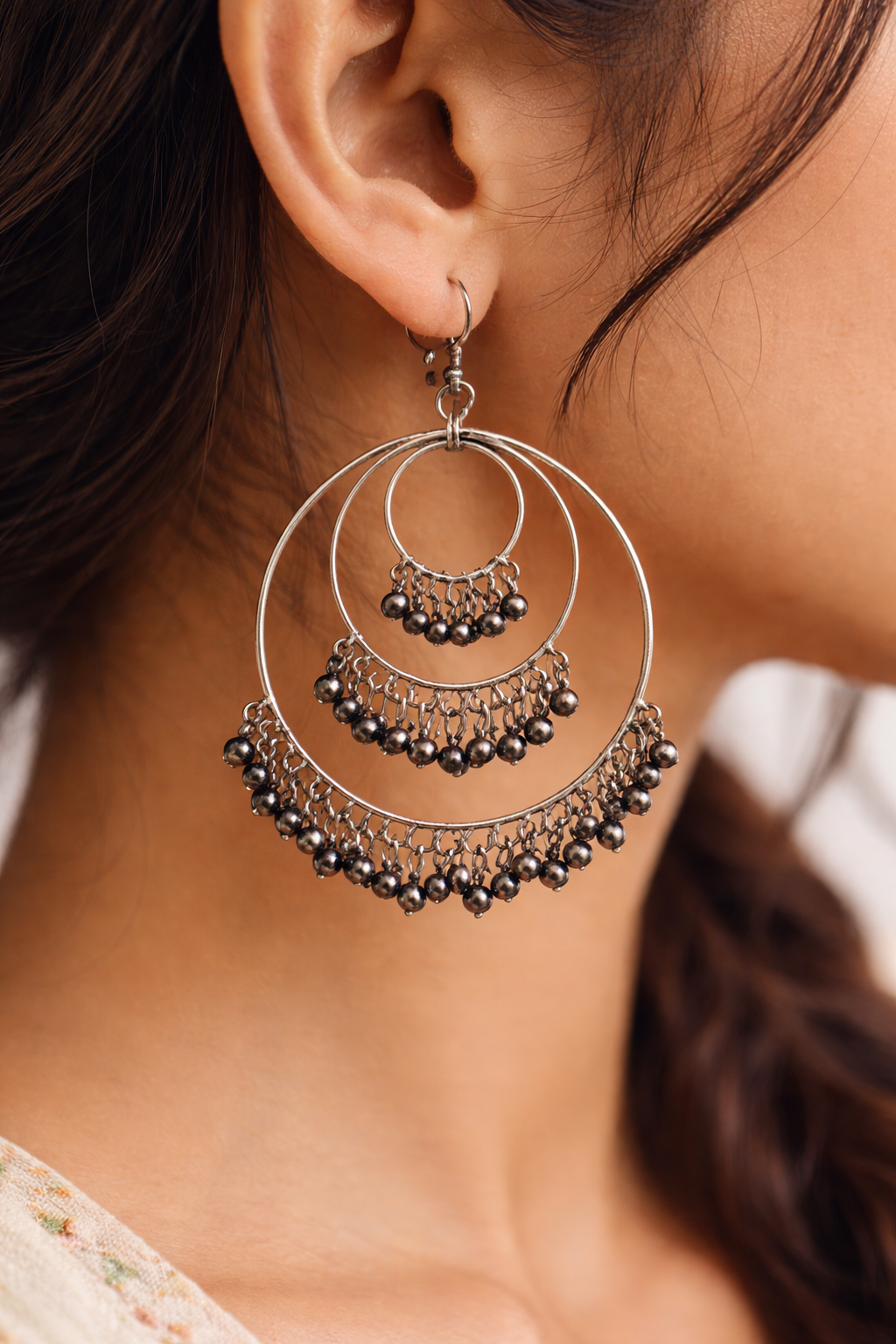 Triple Layer Oxidized Statement Jhumkas