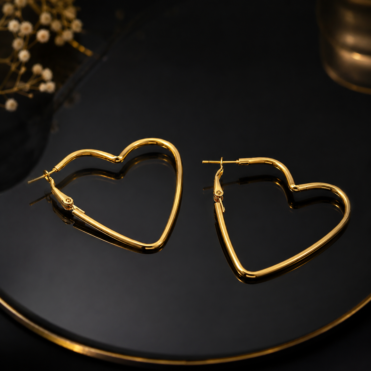 Golden Heart Hoop Earrings