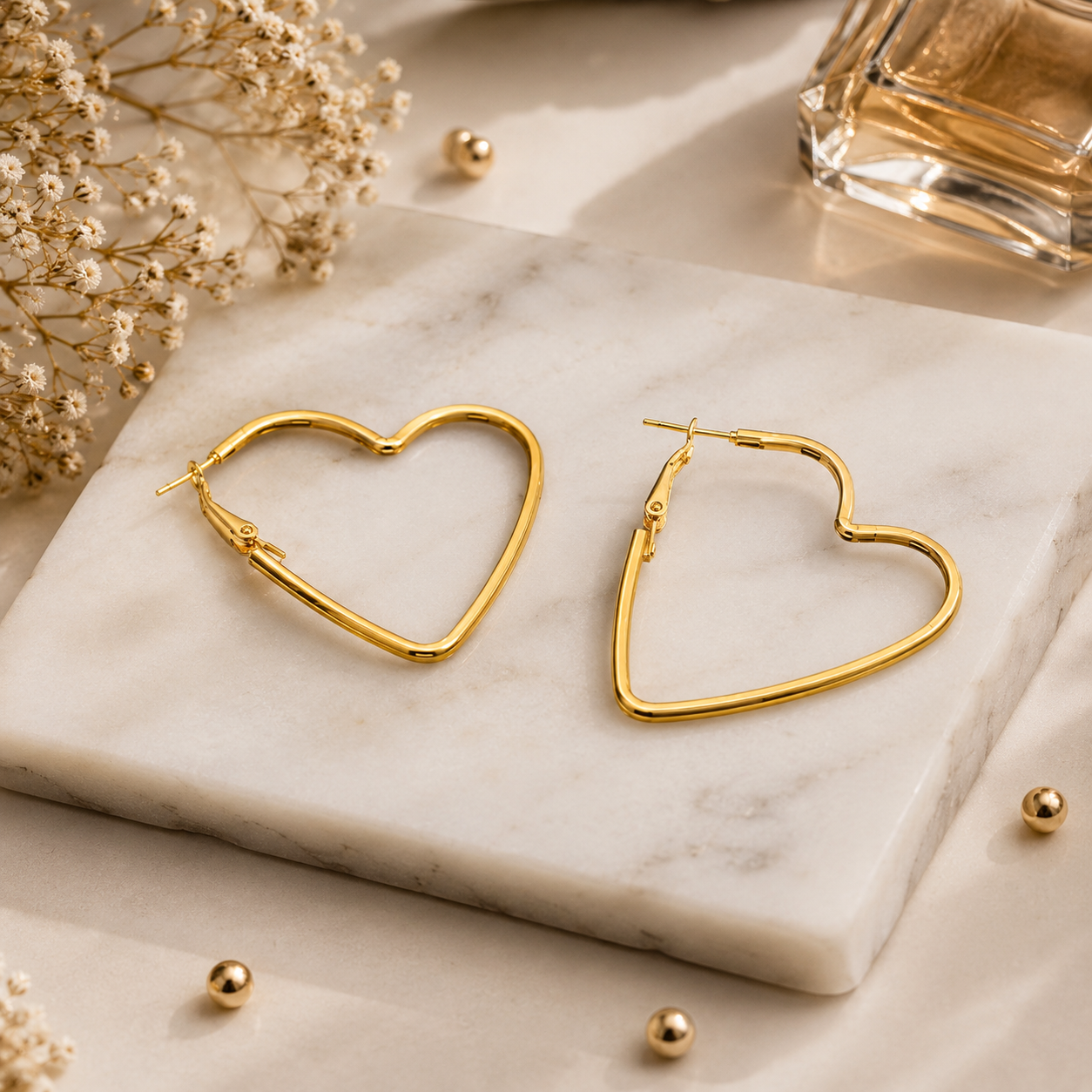 Golden Heart Hoop Earrings