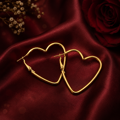 Golden Heart Hoop Earrings