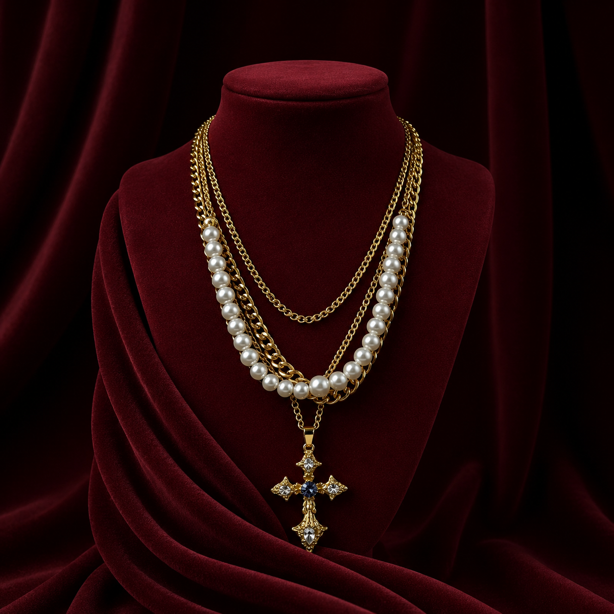 Royal Cross Pearl Necklace