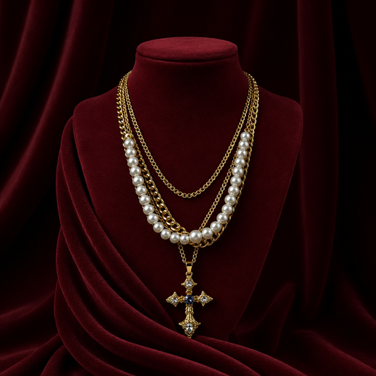 Royal Cross Pearl Necklace