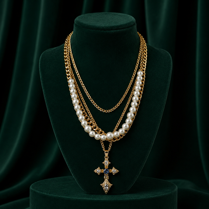 Royal Cross Pearl Necklace