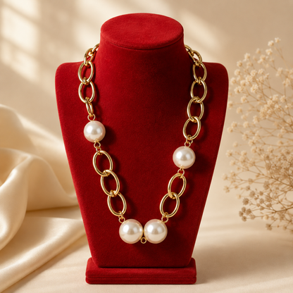 Triple Layer Pearl Charm Necklace