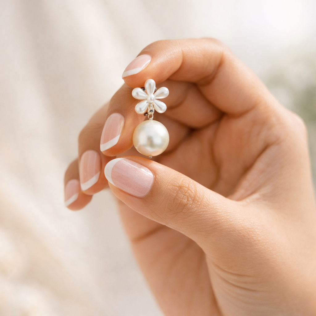 Daisy Pearl Drop Earrings