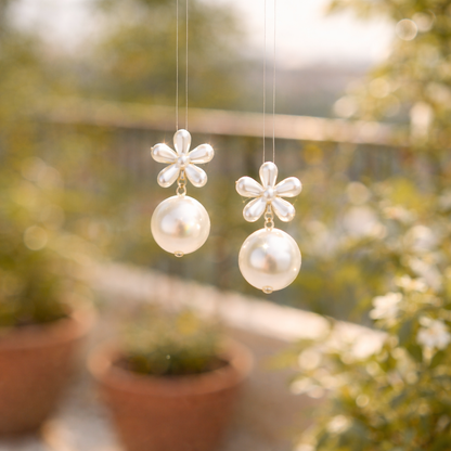 Daisy Pearl Drop Earrings