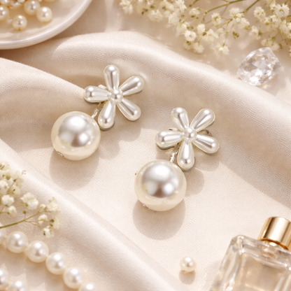 Daisy Pearl Drop Earrings
