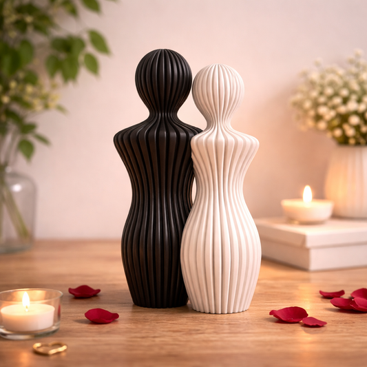 Forever Together Minimal Couple Sculpture | Minimalist Couple Statue for Home & Gifting
