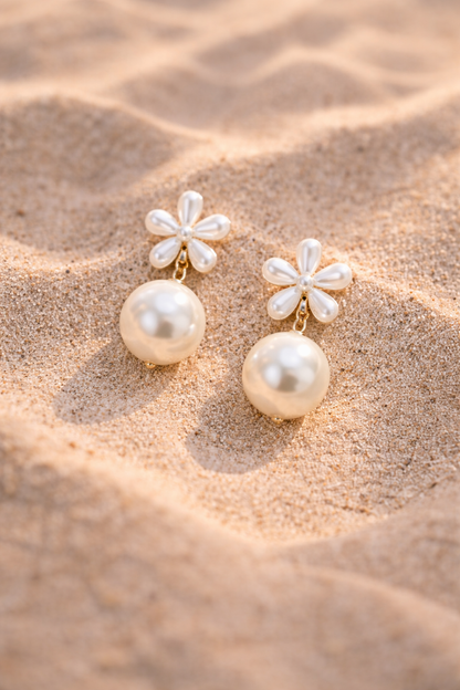 Daisy Pearl Drop Earrings