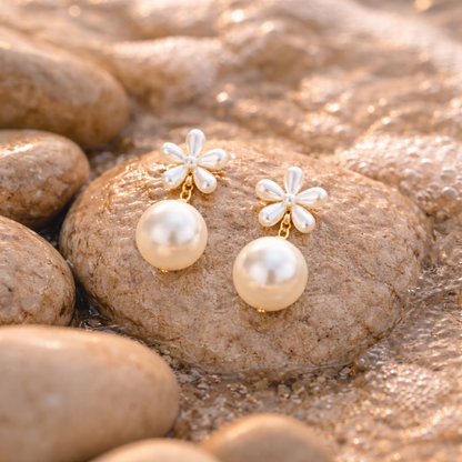 Daisy Pearl Drop Earrings