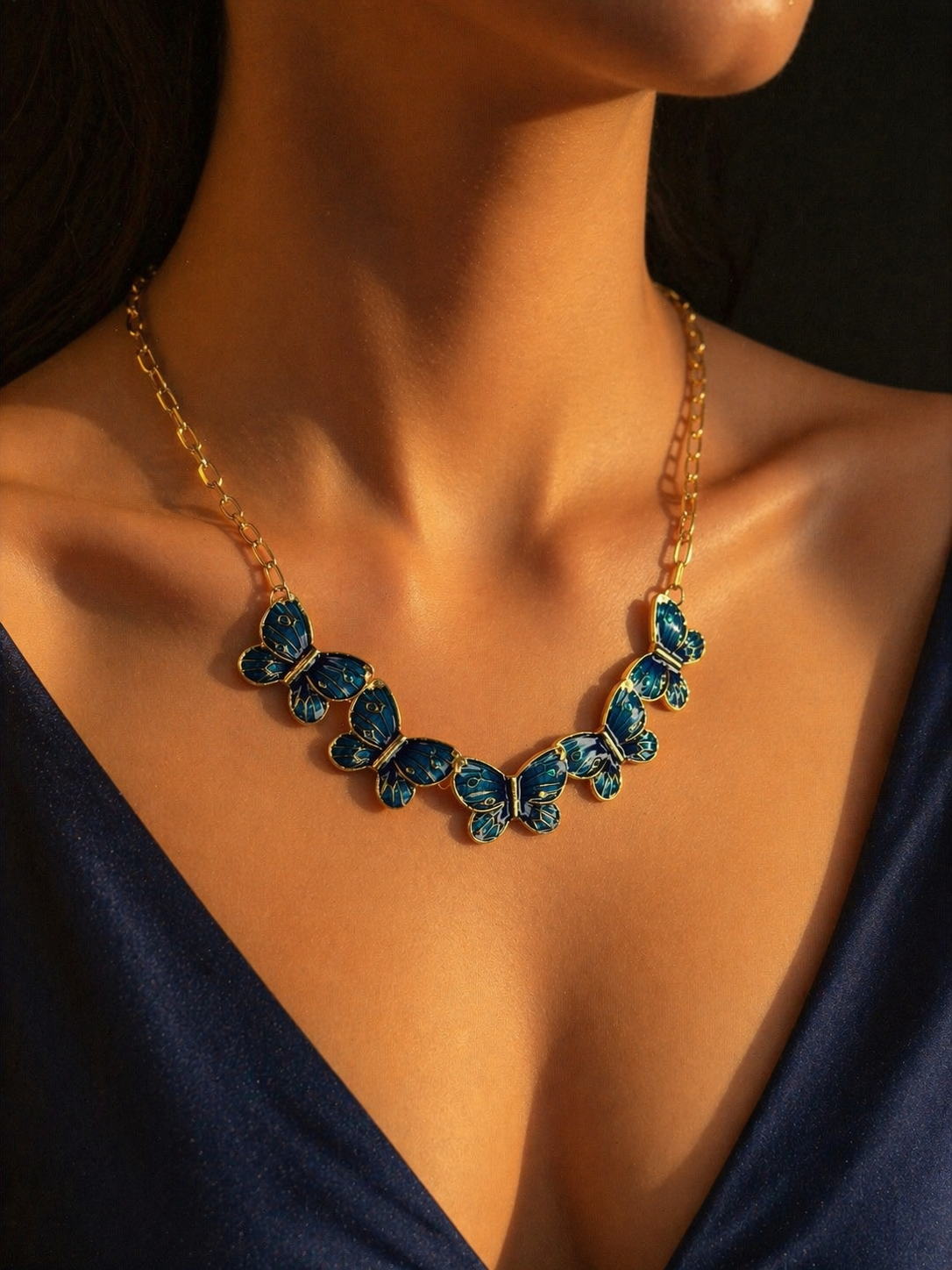 Blue Butterfly Necklace – Gold Chain Luxury Design