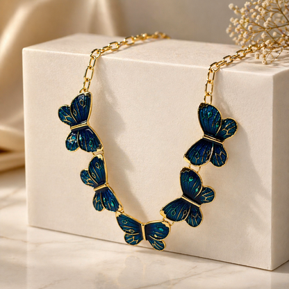 Blue Butterfly Necklace – Gold Chain Luxury Design