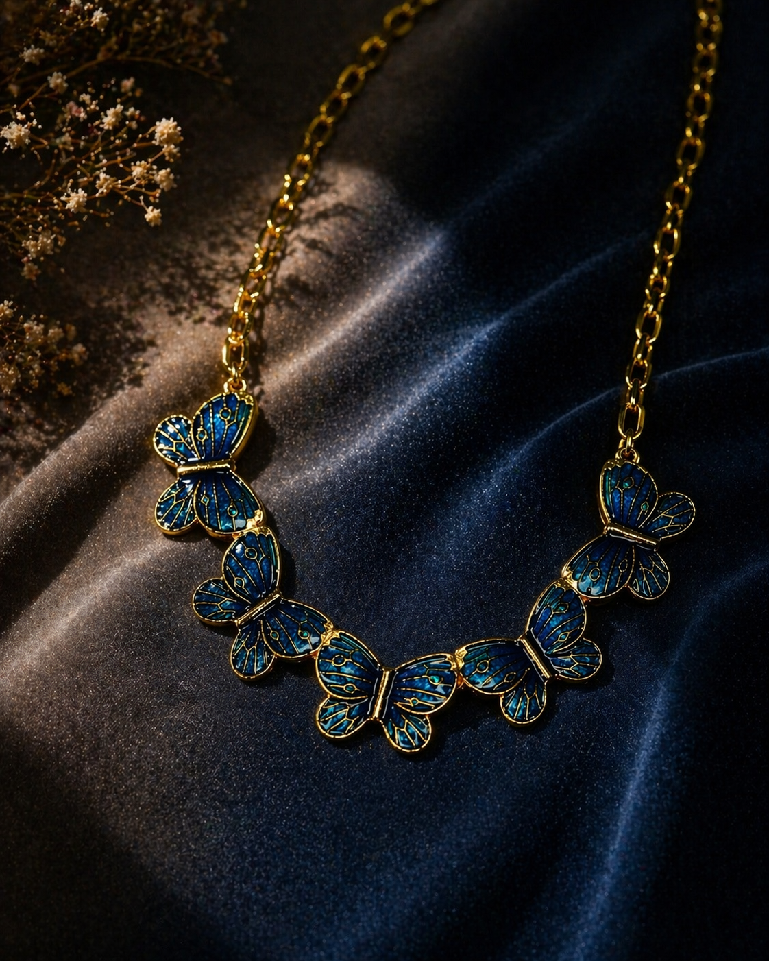 Blue Butterfly Necklace – Gold Chain Luxury Design