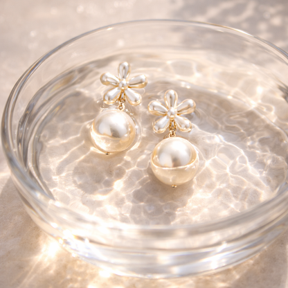 Daisy Pearl Drop Earrings