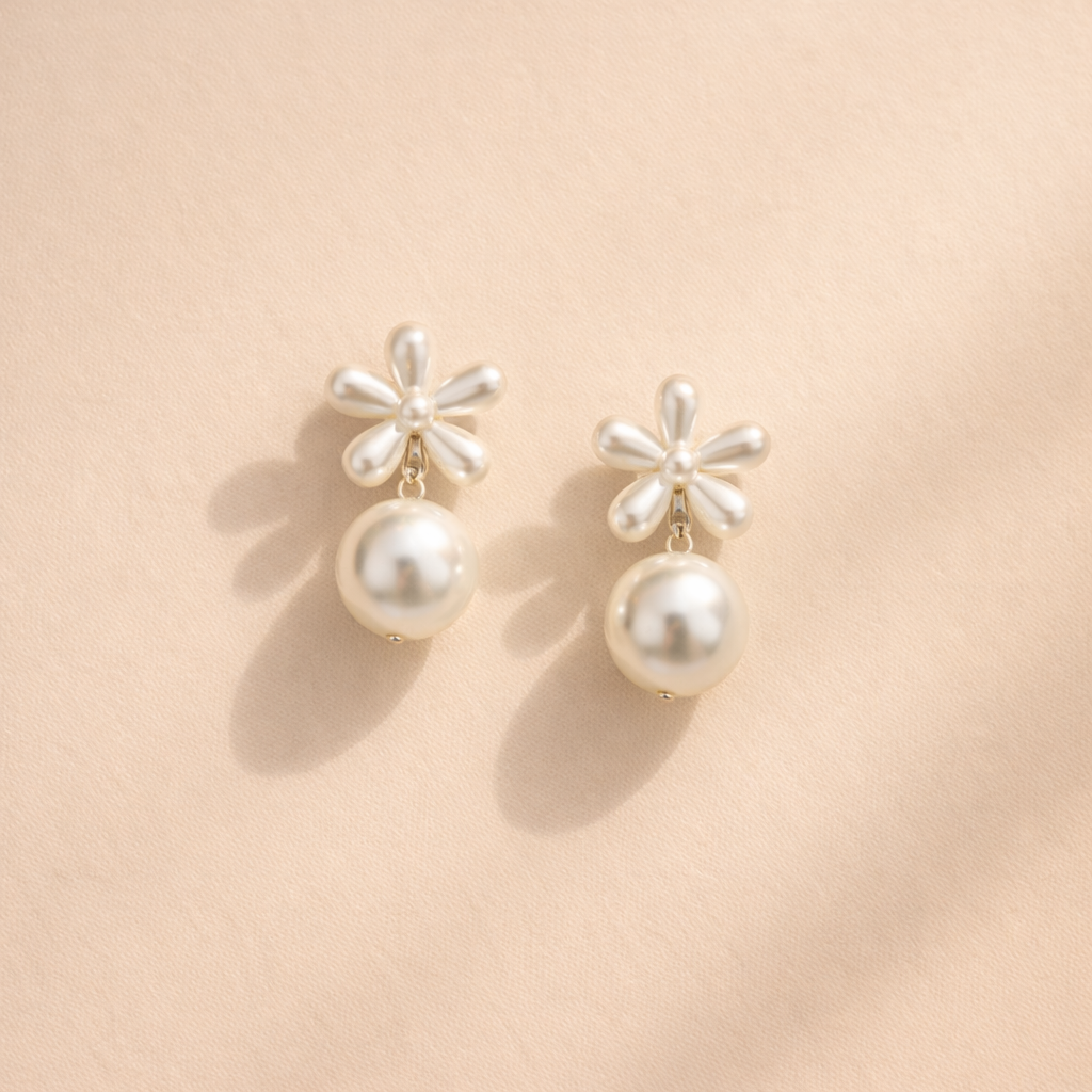 Daisy Pearl Drop Earrings