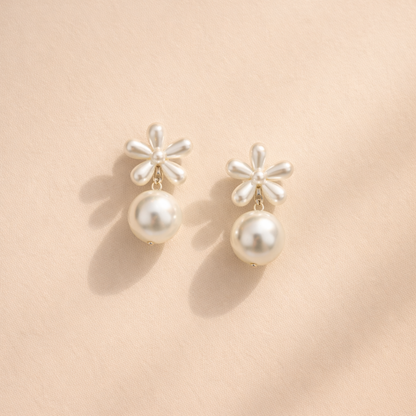 Daisy Pearl Drop Earrings
