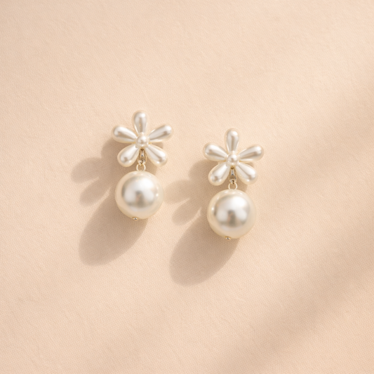 Daisy Pearl Drop Earrings