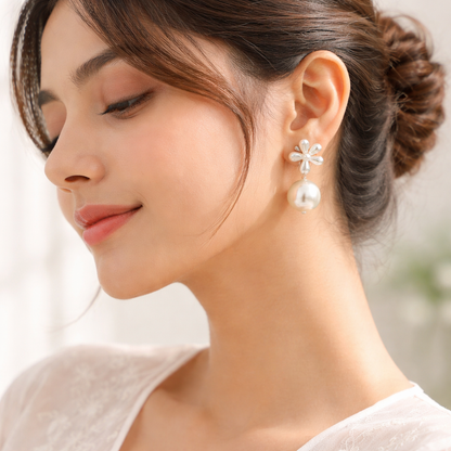 Daisy Pearl Drop Earrings