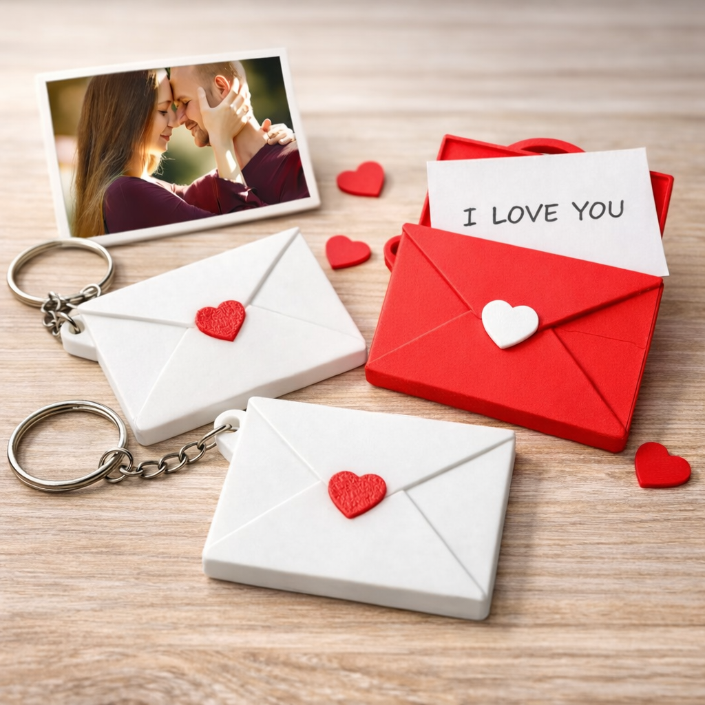 Mini Love Envelope Photo Keychain for Couples
