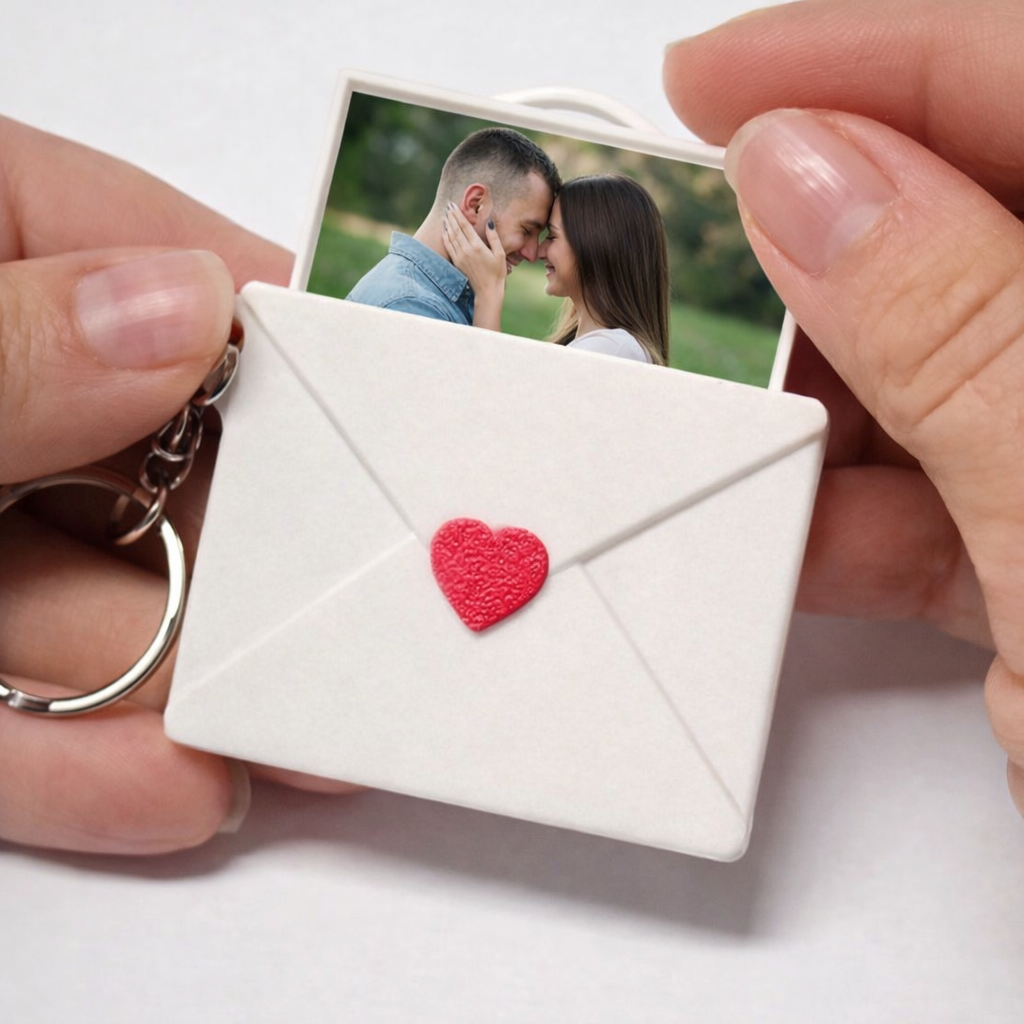 Mini Love Envelope Photo Keychain for Couples