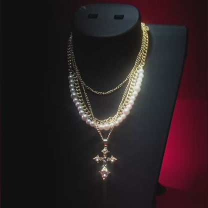Royal Cross Pearl Necklace