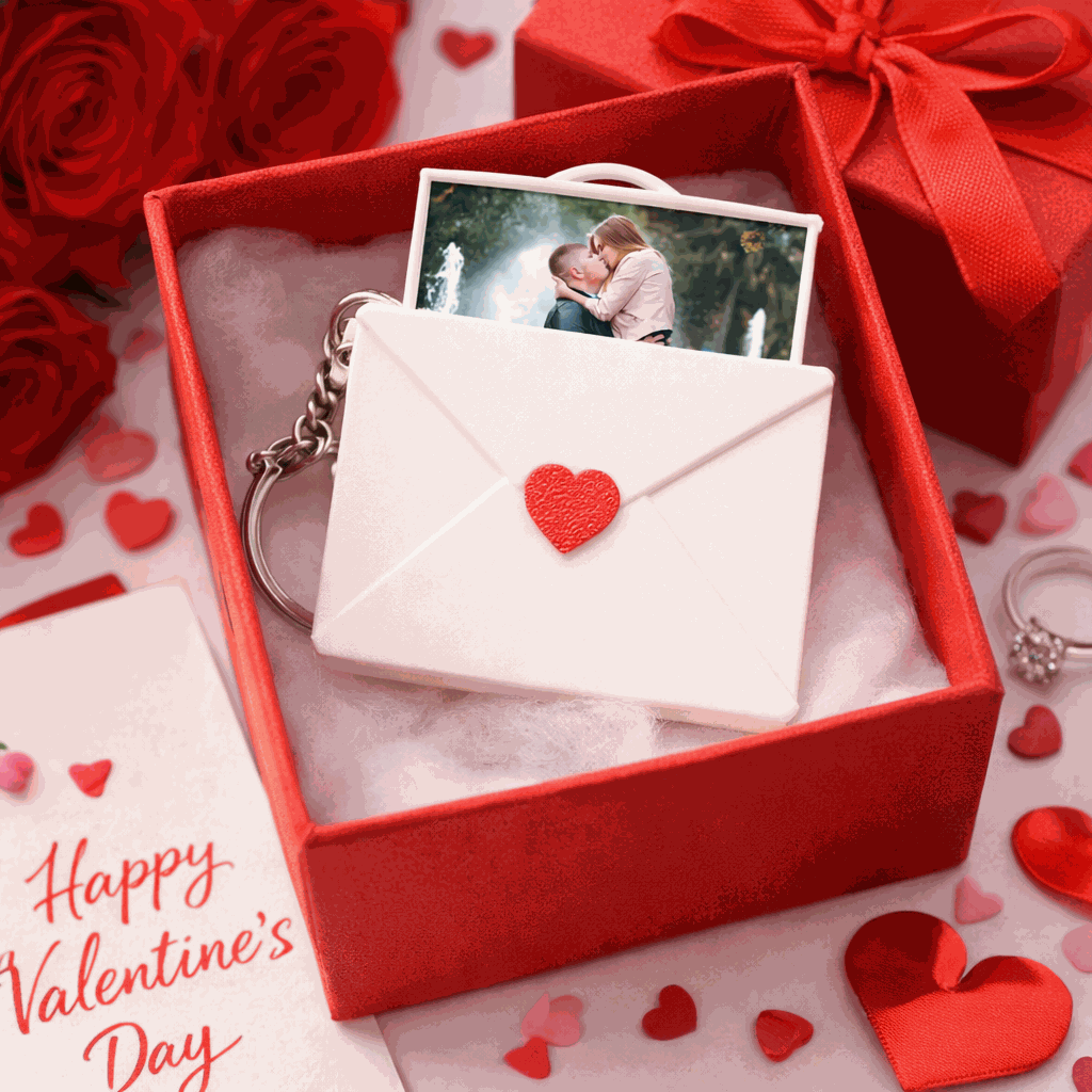 Mini Love Envelope Photo Keychain for Couples